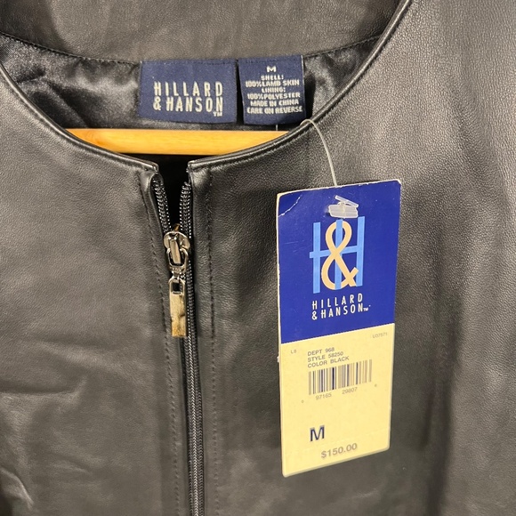 NWT Hillard & Hanson Lambskin Full Zip Leather Jacket Sz M Moto Goth Punk Grunge - Picture 2 of 9